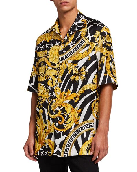 versace silk short sleeve shirt|versace silk shirt price.